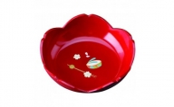 桜型菓子鉢 7寸(21cm) 赤溜 花かがり