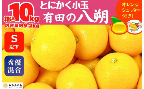 八朔 (はっさく) とにかく 小玉 箱込 10kg(内容量約 9.2kg) 秀品 優品 混合 Sサイズ以下 和歌山県産  産地直送［おまけ付き］［みかんの会］ 574694 - 和歌山県有田川町