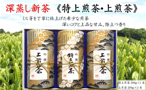 深蒸し新茶《特上煎茶[200ｇ×1本]・上煎茶[200ｇ×2本]》 57750 - 静岡県袋井市