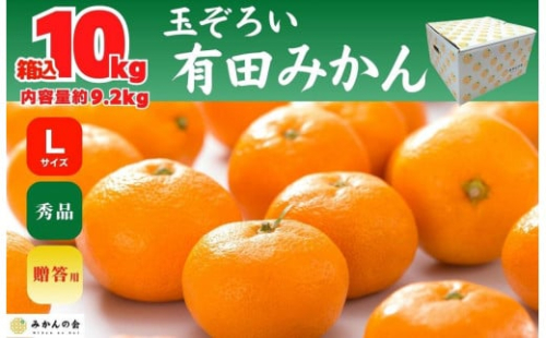 みかん Lサイズ 秀品 箱込 10kg (内容量約 9.2kg) 有田みかん 和歌山県産 産地直送 贈答用 ［2025年11月中旬より順次出荷予定］［みかんの会］ 578548 - 和歌山県有田川町