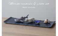 A40-221 有田焼 海の生き物シリーズ ミニチュア 置物 プレート セット 山忠 箸置き 動物 プレート 器 食器　皿 インテリア雑貨 可愛い