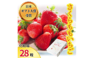 [№5852-0588]さくらももいちご(28粒入り化粧箱)　※2025年3月頃から発送　※北海道・沖縄・離島への配送不可［佐那河内産 ブランドいちご ギフト大賞 ジューシー 高級 パック 化粧箱］