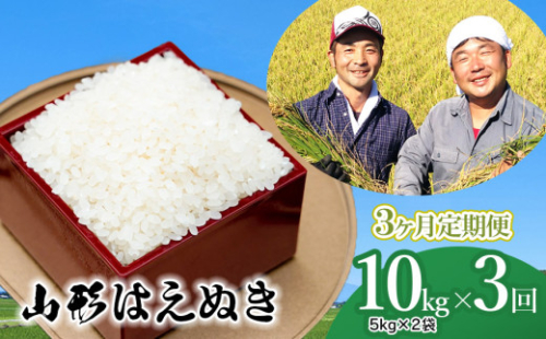 【令和6年産先行予約】【定期便】山形はえぬき精米 10kg(5kg×2袋)×3ヶ月　山形県鶴岡市産　鶴岡ファーマーズ