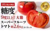 【2024年2月上旬発送開始】スーパーフルーツトマト 大箱 約2.6kg×1箱 （20～35玉/1箱）糖度9度以上 トマト とまと 野菜 [BC001sa]