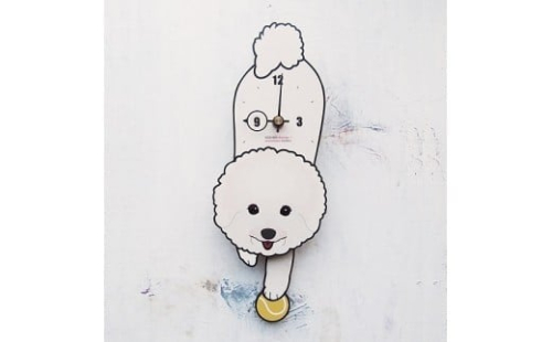 D-26W3 ビションフリーゼ-犬の振り子時計毛糸玉03.RED C-CD-026A 582507 - 岡山県西粟倉村