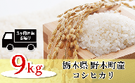 K03【3ヵ月連続お届け】栃木県野木町産コシヒカリ（約9kg・精米つきたて）