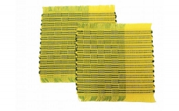 【ふるさと納税】ウージ染め手織りコースターヤシラミ織り2枚セット