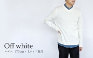 カシミヤ100%Vネックセーター(メンズ) オフホワイト・M