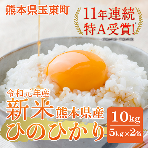 令和元年 新米ひのひかり約10kg(5kg×2袋) ★ 【白米】《1月中旬-3月中旬頃より順次出荷》 熊本県産米 精米 熊本県 玉名郡 玉東町 ヒノヒカリ お米 精米 10kg こめ