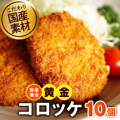こだわりの国産素材 手作りコロッケ 合計10個【黄金 無添加 国産 惣菜 おやつ おつまみ お弁当 三代目コロッケ】 G3436 601095 - 大阪府泉佐野市