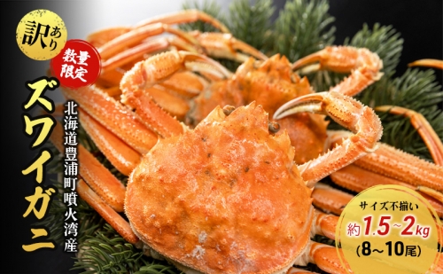 ◆2023年3月出荷開始◆ 訳あり 北海道 豊浦 噴火湾 ズワイガニ 約1～1.5kg（5～7尾）ワケアリ サイズ 不揃い 数量限定