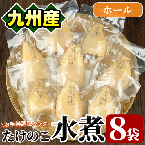 たけのこ水煮ホール(計800g・100g×8袋)国産 セット 小分け 野菜 煮物 竹の子ご飯 タケノコ 炒め物 カット済 簡単調理 常温配送【上野食品】akn008-10 601174 - 鹿児島県阿久根市