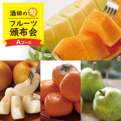 SF0227　【4回定期便】酒田の季節のフルーツ頒布会 Ａコース2025 (大玉メロン、刈屋梨、庄内柿、ラ・フランス) 603393 - 山形県酒田市