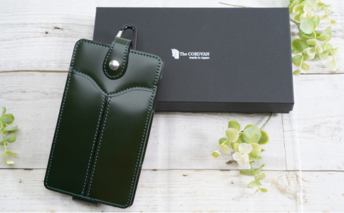 コードバン スマホケース(グリーン)|北海道 滝川市 馬革 革 革製品 スマホケース ケース iphone6+ スマホ入れ 605522 - 北海道滝川市
