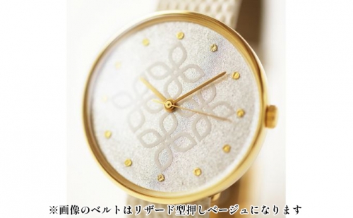 すみだ北斎美術館オリジナル 北斎 新形小紋帳 わちがひの四ツはなびし 腕時計ユニセックス ゴールド 606190 - 東京都墨田区