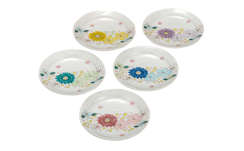 九谷焼 5.2号皿揃/花はな a01 工芸品 豆皿 結婚 引き出物 金婚式 誕生日プレゼント 還暦祝い 古希 喜寿 米寿 退職 定年 プレゼント お祝い お返し お礼 606931 - 石川県能美市
