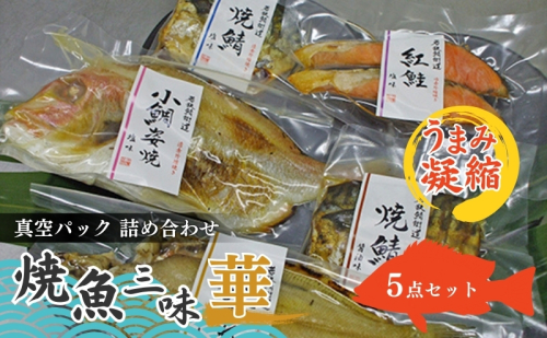 焼魚ざんまい 華（真空パック焼魚5点セット）若狭かれい、小鯛姿焼き、焼き鯖など 魚貝類 加工食品 惣菜 漬魚  60972 - 福井県若狭町