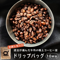 自家焙煎 ドリップコーヒー 10杯分 店主が選んだ今月の極上コーヒー豆 12g×10個 珈琲豆 挽きたて 新鮮 ドリップ コーヒー 珈琲