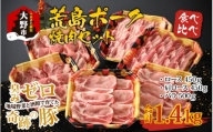 【福井のブランド豚肉】荒島ポーク 食べ比べ 焼き肉セット 3点盛 1.4kg
