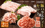 ＜宮崎県産豚バラエティーセット合計2.0kg＞※入金確認後、翌月末迄に順次出荷します。 宮崎豚 豚肉 セット ロース 切り落とし ミンチ とんかつ ハンバーグ
