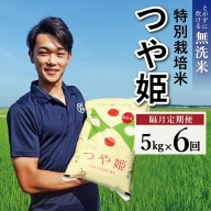 SF0099　【隔月6回定期便】無洗米つや姫　5kg×6回(計30kg) 農家直送 AG