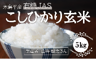 【玄米】【無農薬】【有機JAS】木島平産有機JASコシヒカリ玄米 （山嵜　智之さん）5kg　A014-04