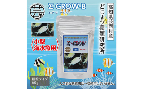 KGC019　Σシグマ GROW B 60g 小型海水魚用 ＜最高級 フィッシュフード EPA・DHA配合 細粒タイプ 魚 餌＞【餌 えさ エサ】【観賞魚 餌やり】【水槽/熱帯魚/観賞魚/飼育】【生体】【アクアリウム/あくありうむ】 61957 - 高知県芸西村