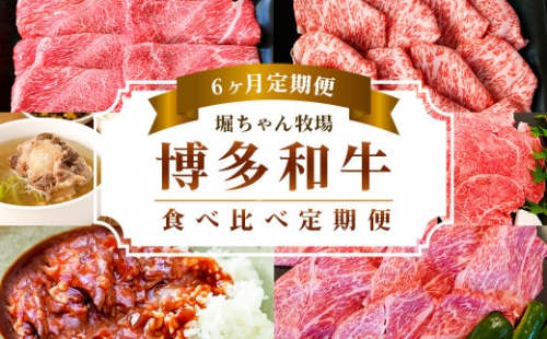 【6ヶ月定期便】 堀ちゃん牧場 博多和牛 食べ比べ 定期便 セット 牛肉 スライス