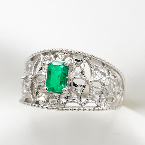 エメラルド リング 0.5ct Ag900(Pt100) （14440） 620515 - 山梨県甲斐市