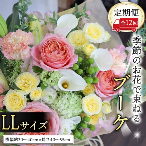 【 定期便 12ヶ月 】 毎月届く 季節の ブーケ LLサイズ 花 生花 1年間 おうち時間 定期便 [CT065ci] 624783 - 茨城県筑西市