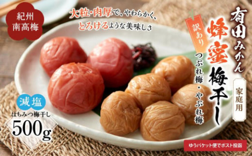 有田みかん 蜂蜜梅干し 家庭用 訳あり 500g 紀州南高梅［IKE83］ 625210 - 和歌山県那智勝浦町