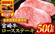[2025年9月発送][期間・数量限定]畜産農家応援!宮崎牛ロースステーキ250g×2・国産牛ハンバーグ100g×2個_M132-014-B2-sep