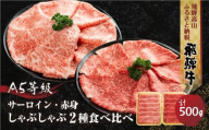 2種食べ比べしゃぶしゃぶ！飛騨牛 A5等級 ( サーロイン 250g / もも 250ｇ ) 500ｇ 丹生川精肉 JJ006