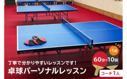 【ふるさと納税】卓球パーソナルレッスン（60分×11回）コーチ１人【岐阜県 可児市 スポーツ レッスン 体験 回数券 パーソナル 初心者