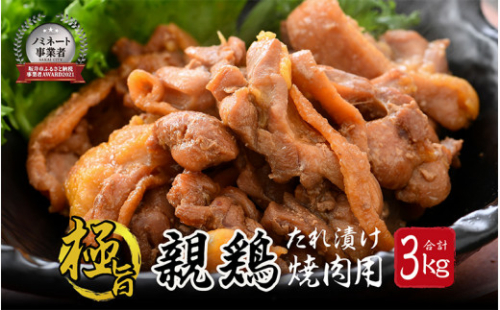親鳥もも肉 極旨たれ漬け焼肉用 500g × 6袋 計3kg 【鶏肉 とり肉 ひね鶏 ヒネ鶏 純鶏 純けい にく お家ごはん 夜ご飯 国産 県産 親鶏 モモ肉 もも肉 ムネ モモ 冷凍 チキン 味付き 焼き肉 ご飯に合う】 [A-2266]