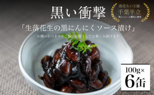 黒い衝撃　生落花生の黒にんにくソース漬け 100g×6缶 SMBA004  / 黒にんにく にんにく 生落花生 ソース漬け ニンニク 大蒜 ソース ポリフェノール おつまみ ご飯のお供 