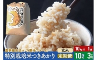 【玄米】《定期便3ヶ月》令和5年産 特別栽培米つきあかり 10kg（10kg×1袋）×3回 計30kg 3か月 3ヵ月 3カ月 3ケ月
