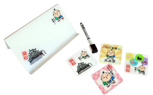 【家康くん&浜松名産】のイラスト入りコースター4枚セット&メモるホルダー(ワイド) 雑貨 日用品 6352 - 静岡県浜松市