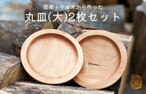国産トチの木から作った丸皿(大)2枚セット 030D137 637598 - 大阪府泉佐野市