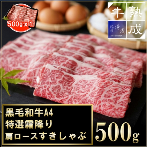 BS6140_【数量限定】湯浅熟成肉 黒毛和牛 A4 肩ロース 特選 霜降り すきしゃぶ 500g 640043 - 和歌山県湯浅町