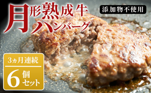【添加物不使用】月形熟成牛ハンバーグ 6個セット 3ヵ月定期便 640107 - 北海道月形町