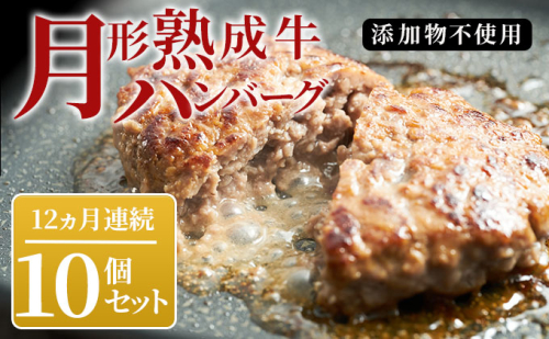 【添加物不使用】月形熟成牛ハンバーグ 10個セット 12ヵ月定期便 640110 - 北海道月形町
