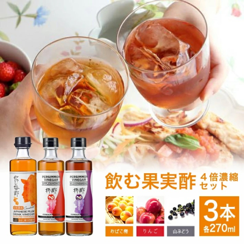 SA1415　飲む果実酢 4倍濃縮 3本セット (270ml×3本) 640504 - 山形県酒田市