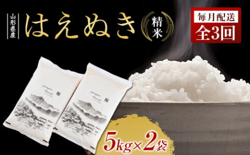 【毎月配送 全3回】令和4年産山形県産はえぬき精米5kg×2袋 F3S-1594 640940 - 山形県新庄市