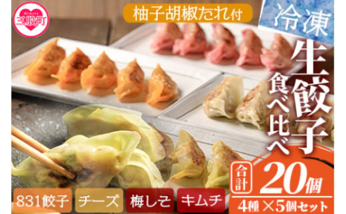MI216 《国産野菜と宮崎県産豚肉使用》冷凍生餃子食べ比べ4種セット（合計20個・各5個）【ハチサンイチ】 641673 - 宮崎県三股町