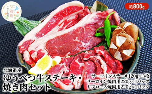 北海道産 ゆうべつ牛 ステーキ・焼き肉セット 約800g 赤身 牛肉 冷凍 湧別牛 冷凍 国産 遺伝子 オホーツク