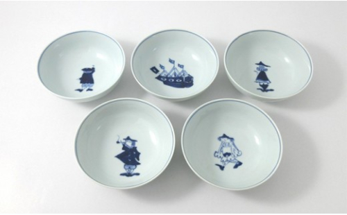 有田焼 絵変り 4寸ボール揃 【ヤマト陶磁器】しん窯 青花 異人柄 染付 5枚 小皿 取皿 セット 35000円 3.5万円 A35-443 645956 - 佐賀県有田町