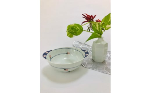 青花 匠 つる苺耳付き丼(朱)(小)有田焼 小島芳栄堂 A25-398 650015 - 佐賀県有田町