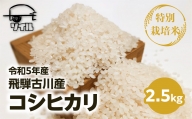 先行予約 令和5年産 飛騨古川産 特別栽培米 こしひかり コシヒカリ 2.5kg特A [Q1857]