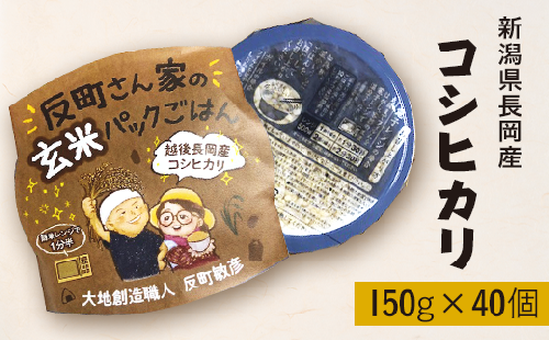 E1-31新潟県長岡産コシヒカリ【玄米】パックご飯 150g×40個
